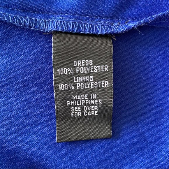 Royal blue mini dress with elasticized waist - Picture 9 of 10